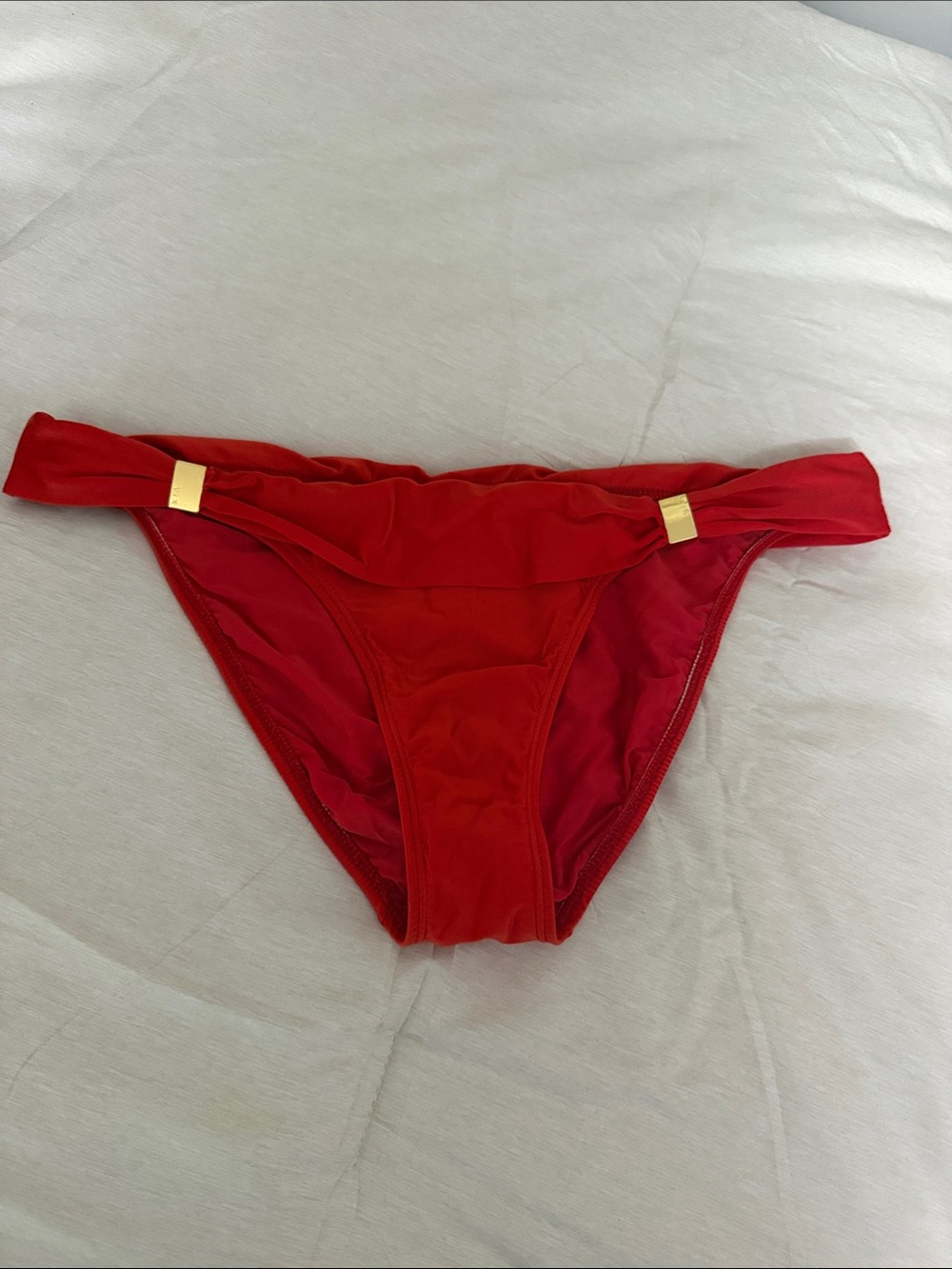 VIx Red Bikini Bottom with Gold Accents